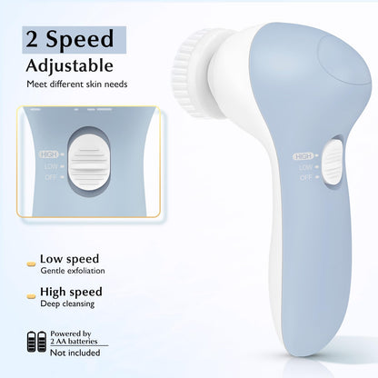 COSLUS Facial Cleansing Brush Silicone Face Scrubber: 2 in1 FBS-D Electric Exfoliating Massage Device Waterproof Deep Cleaning Exfoliation Rotating Spa Machine - Electronic Skin Care Wash Clean System
