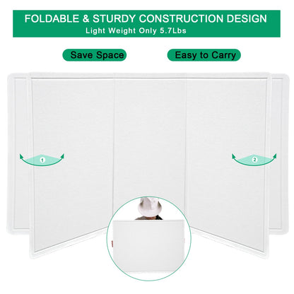 Large Bulletin Board - 72 X 48 inches Decorative Felt Pin Board - 6' x 4' Cork Board Alternative for Wall - Foldable Picture Board Self-Adhesive Vision Board Prayer Board with 30 Pushpins - Warm White