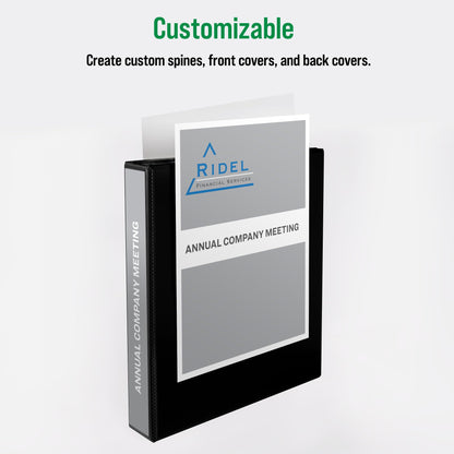 Office Essentials Economy View 3 Ring Binders, 1.5" Round Rings, 2.1" Spine, 275-Sheet Capacity, Black Binders (4-Pack of 03129)