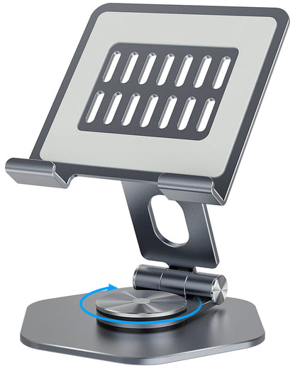 SOJUNER Aluminum Tablet Stand, 360° Swivel for 5–12.9in Devices, Grey