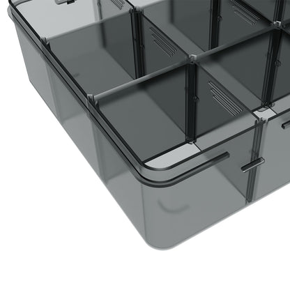 SRNYJAO Plastic Organizer Box, 12 Grids Clear Bead Organizer Compartment Box with Removable Dividers for Tackle box,Parts, Earring Container Tool Fishing Hook Hair Accessories,8.8" L x 6.7" W x 2" H