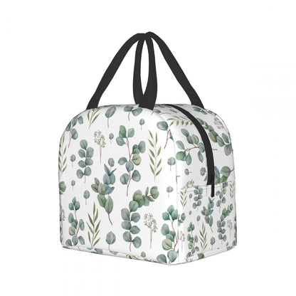 Giwawa Eucalyptus Leaves Lunch Bag Green Leaf Insulated Durable Handbag Portable Cooler Organizer Lunch Box for Work Office Travel Picnic