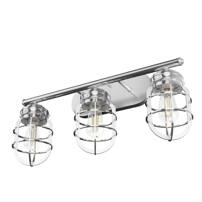 Hunter - Starklake 3-light Chrome, Medium Size Vanity Light, Dimmable, for Bedrooms, Kitchens, Foyers, Bathrooms - 19051