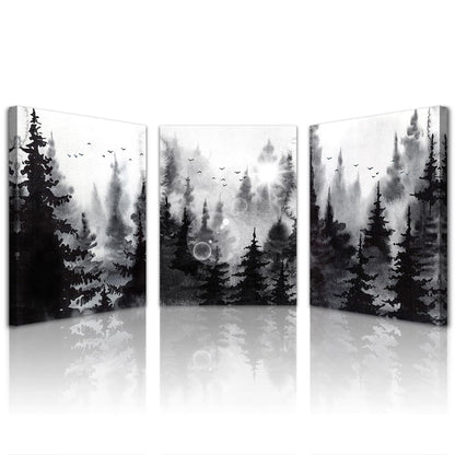 Lapremoly 3-Piece Modern Abstract Art Prints, Black and White Forest Scenery, Canvas Wall Art for Living Room, Bedroom, Office, Home Wall Decor