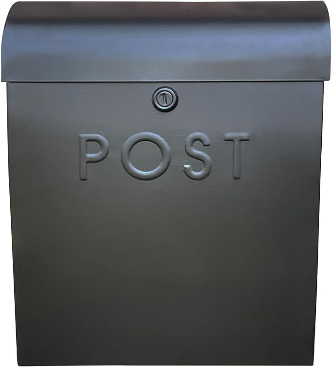 NACH Locking Mailbox, 15.07 x 12.44 x 5.39 inches, Black Lockable Mailboxes for Outside, Large Wall Mount Mailbox - The Sylvia Mailbox