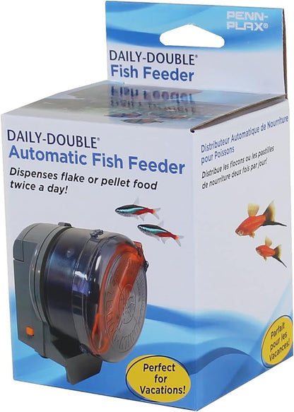 Penn-Plax Daily-Double Automatic Fish Feeder for Aquariums – Perfect for Vacations, Holidays, and Weekend Travel (DDAF5)