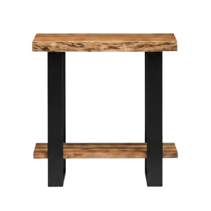 Alaterre Furniture Alpine Live Edge Modern End Table - 2-Tier Narrow Side Table with Open Storage Shelf - Solid Wood and Metal Modern Nightstands for Living Room or Bedroom (Natural)