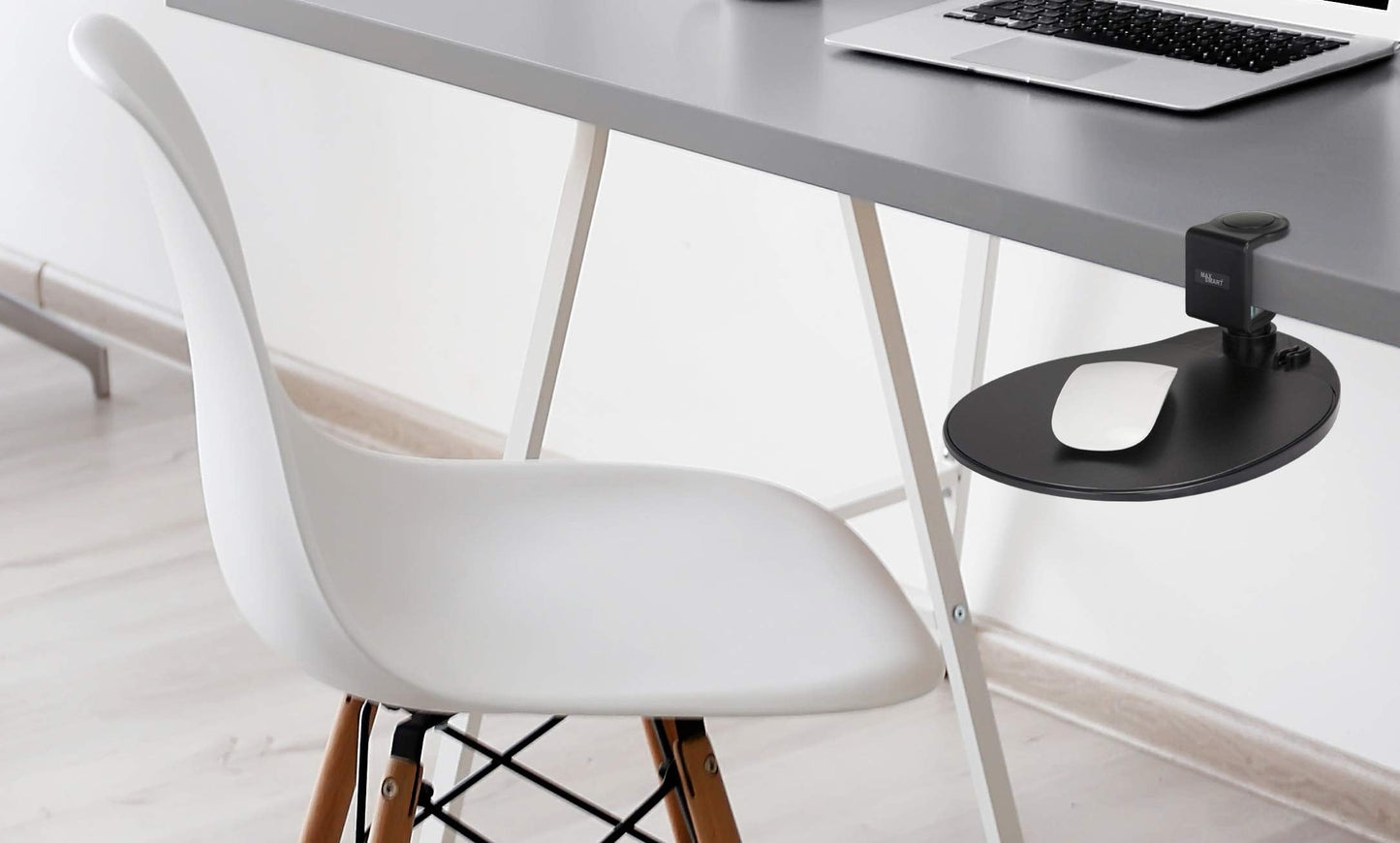 MAX SMART Clamp on Mouse Platform, Clip on Mouse Pad, Rotating 360, Easy Slide Out Tray, Suitable Up to for 1.5" Thickness Desk, for Home, Office to Save Space (Black)