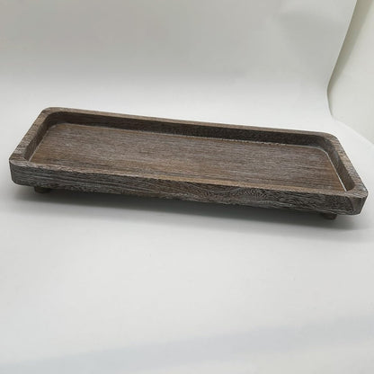 16x6.5x1 Inch Distressed Large Wooden Candle Tray, Christmas Rustic Farmhouse Tealight Holder for Table Centerpiece (Large Brown)