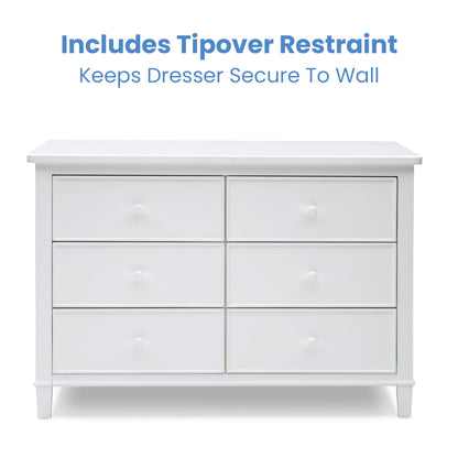 Delta Children Haven 6 Drawer Dresser with Interlocking Drawers - Greenguard Gold Certified, White