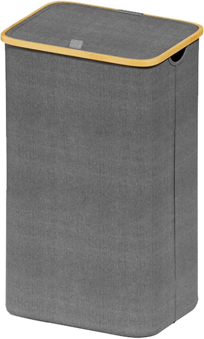 SUOCO Laundry Hamper with Lid, 29 Gal Clothes Basket with Bamboo Handles
