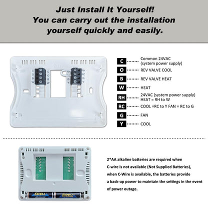 Programmable Auto Changeover Thermostat for House, Conventional Single-Stage Systems,1 Heat/1 Cool, Extra Large Display, Smart Auto Switching, White Backlight