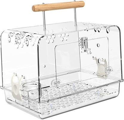 Baoblaze Lightweight Bird Carrier Cage for Small Birds, Transparent Acrylic, 11.8"L x 8.3"W x 9.1"H