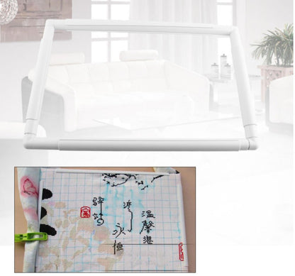 Square Embroidery Hoop Plastic Cross Stitch Frame White Cross Stitching Frame Sewing Hoop Handhold Craft Clip Frame Embroidery Snap Frame Hoop DIY Sewing Tools for Quilting 17x17 Inches
