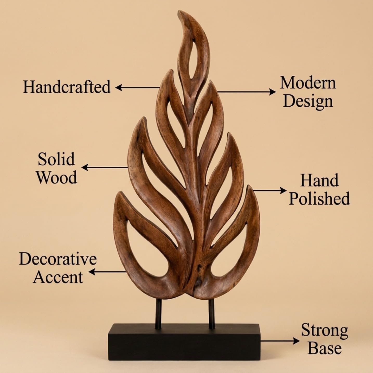 Decozen Wooden Leaf Sculpture - Hand Carved Solid Wood Coffee Table and Christmas Decor and Western Decor Accent for Living Room, Mantel, Bookshelf Décor, Christmas Decorations, Thanksgiving