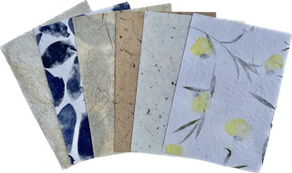 Handmade Mulberry Paper Sheets Thick A4 Variety Textured Patterns for Painting, Writing, Decorative Card Making DIY Craft, 20pcs
