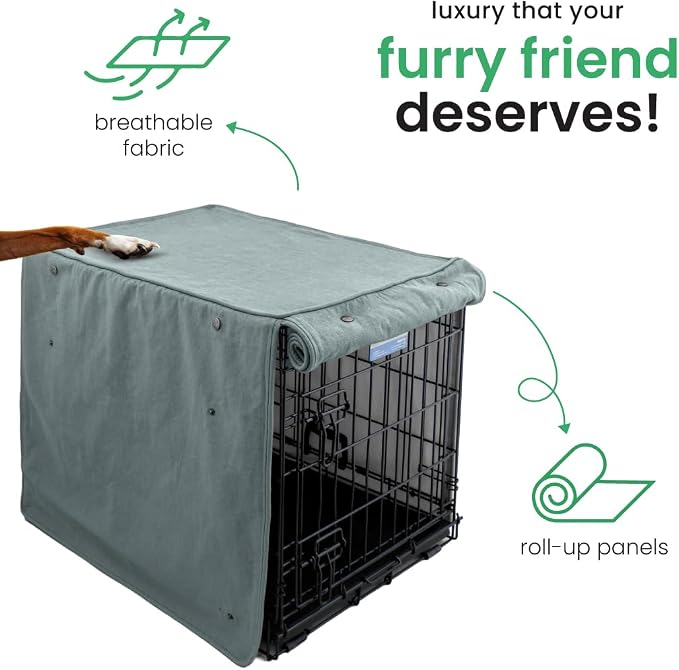 Molly Mutt Quiet Light Dog Crate Cover, GOTS-Certified 100% Organic Cotton Canvas Cover for Dog or Puppy Kennel and Cage, Washable, Free of Harmful Chemicals, Huge, Fits 36"x23"x25" Crate
