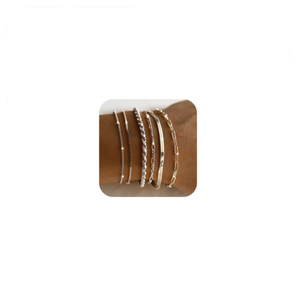 DEARMAY Dainty Silver Bracelets for Women Trendy, 925 Sterling Silver Jewelry Set Paperclip Box Herringbone Figaro Rope Chain Bracelet for Women Fashion Pack Gifts