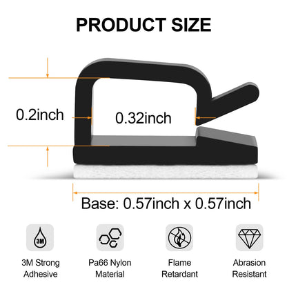 Romeda 100 Pieces Adhesive Cable Clips, Upgrade Wall Clamp Cord Clips Wire Clips for Cords, Charging Cable Management, Clips Wire Holder Wire Management for Ethernet Cables, Under The Table, Cars