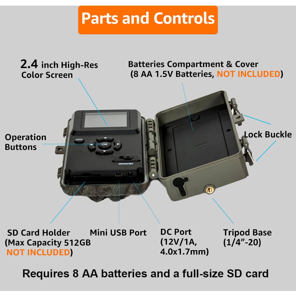 GardePro A3S Trail Camera 2 Pack, 64MP 1296p, Next-Gen Image Technology, Game Camera with Clear 100ft No Glow Night Vision, Fast 0.1s Trigger Speed Motion Activated Waterproof, H.264 MP4 Video