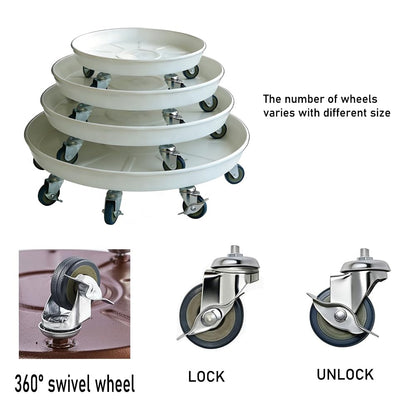 SKAFORZ Rolling Planter Caddy(430lbs Capacity), Heavy Duty Metal Plant Stand with Brake Wheels Plant Dolly Mover Plant Pot Tray Saucer for Indoor Outdoor 16 Inches White 2Pack