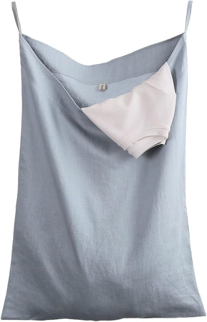 Amazhiyu Pure Linen Over The Door Laundry Hanging Hamper Bag