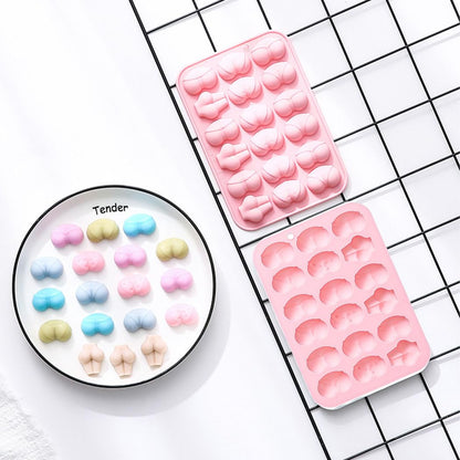 2 Pcs BUTT Funny Shape Silicone Mold for Birthday Single Party Baking Pan Handmade DIY Mousse Chocolate Fondant Soap Cake Ice Cube Mould Tool Novelty Cake Pans Set Kit Y1