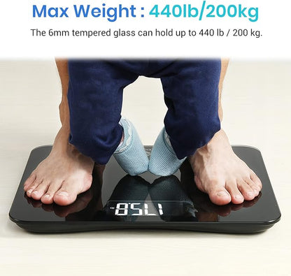 Etekcity Scale for Body Weight, Bathroom Digital Weighing Machine, Extra Wide Platform, High Capacity, Accurate and Safe, Large Backlit LCD Display, 440 lb, Tempered Glass (Pack of 5)