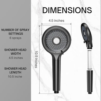 FEELSO Filtered Shower Head with Handheld, High Pressure 6 Spray Mode Showerhead with 60" Hose, Bracket and 15 Stage Water Softener Filters for Hard Water Remove Chlorine and Harmful Substance