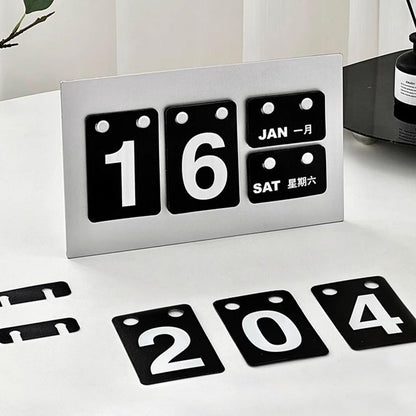 Calendar for Desk, Daily Desktop Perpetual Desk Calendar, Cute Date Display Desk Accessory for Home Office Decor, Teacher, Classroom, Reusable Yearly (BLACK)