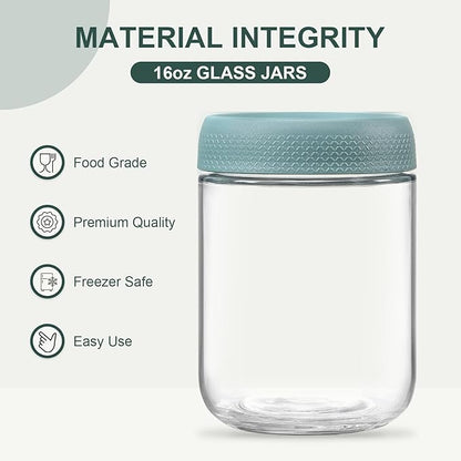 NETANY 6-pack 16oz Glass jars