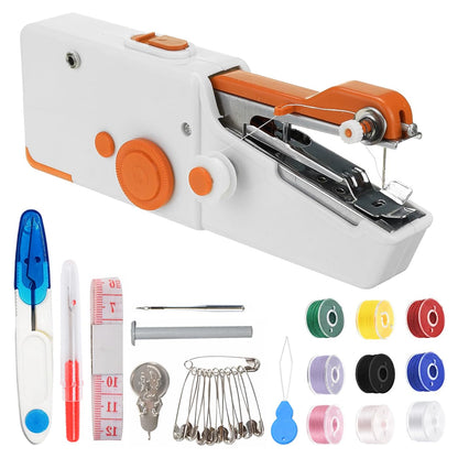Handheld Sewing Machine, Mini Sewing Machine Handheld for Quick Stitching with Sewing Kits Suitable for Home,Travel,DIY (Orange)