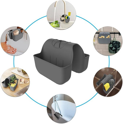Sponge Holder for Kitchen Sink, Silicone Sink Saddle Caddy Organizer Rack