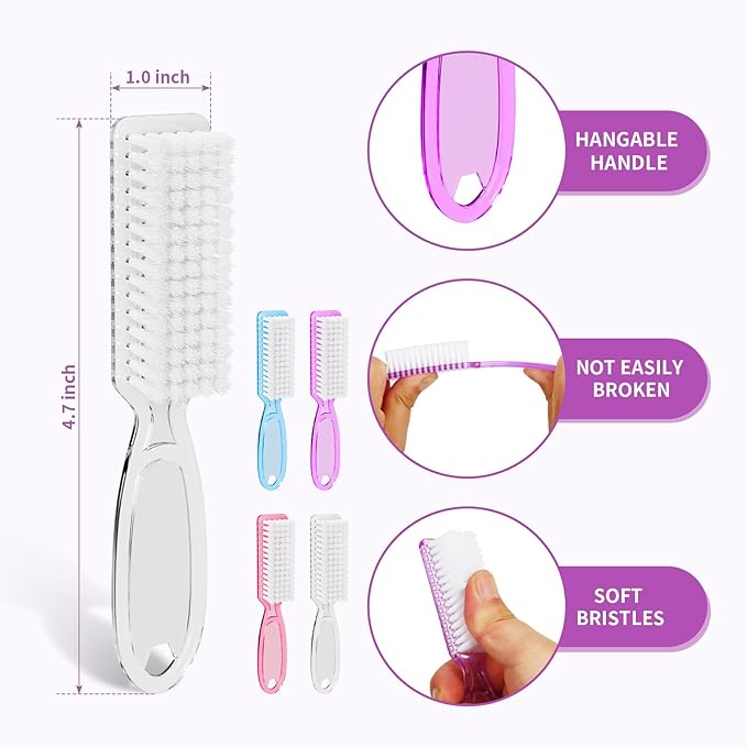 12 Pcs Handle Grip Cleaning Brushes, Hand Fingernail Nail Scrub Manicure Brush