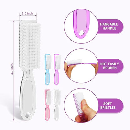 12 Pcs Handle Grip Cleaning Brushes, Hand Fingernail Nail Scrub Manicure Brush