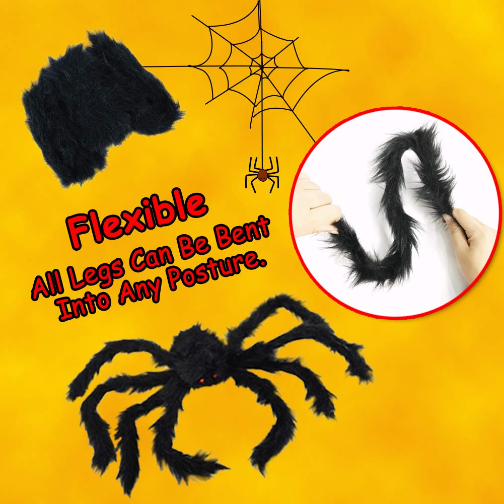 ESSENSON Halloween Spider Decorations, 6 PCS Scary Giant Spiders Set