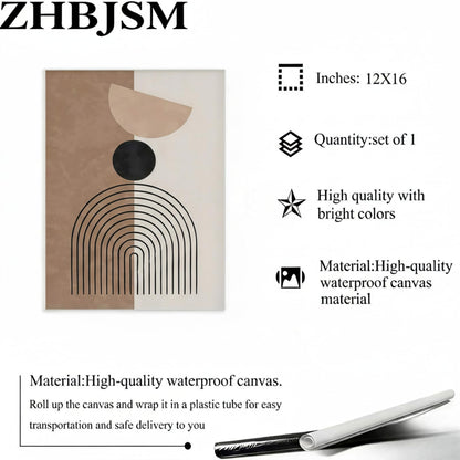 ZHBJSM Minimalist Abstract Wall Art Set of 3 Geometric Line Print Dual-Tone Earthy Tone Modern Scandinavian Boho Chic Decor for Bedroom Living Room Office 12x16 Inch Unframed