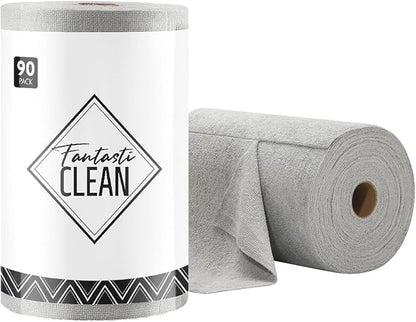 Fantasticlean Microfiber Cleaning Cloth Roll -90 Pack, Tear Away Microfiber