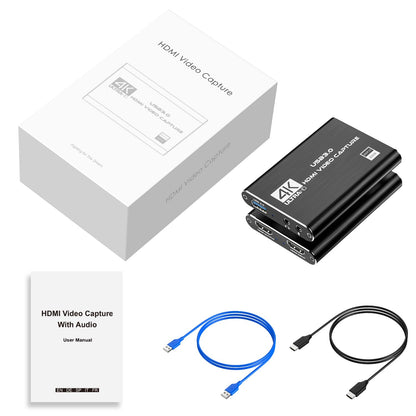 4K HDMI Capture Card for Streaming, Full HD 1080P 60FPS USB 3.0 Cam Link Game Audio Video Capture Card, Work with Camera/Nintendo Switch/Xbox/PS4/PS5/PC/OBS (Black)