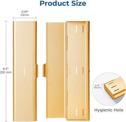 Wider Aluminum Toothbrush Travel Case, Portable Travel Toothbrush Holder