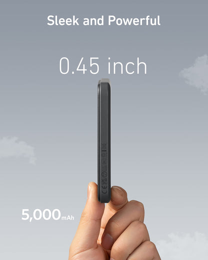 Anker 621 Magnetic Portable Charger (MagGo), 5,000mAh Wireless Power Bank with USB-C Cable, Magsafe-Compatible Battery Pack for iPhone 16/15/14/13/12 Series