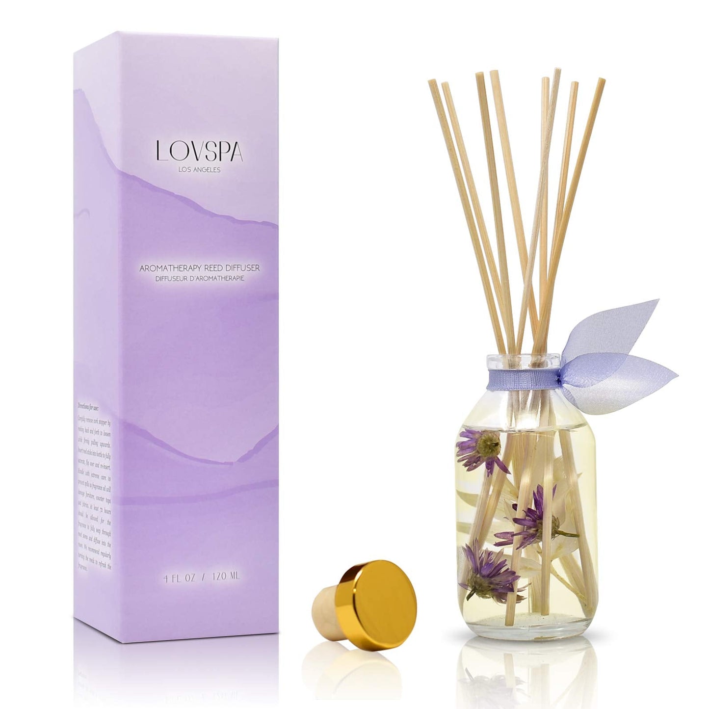 LOVSPA Reed Diffuser Set, Smoked Vanilla Scented Oil Diffuser with Sticks, Home Fragrance Accessories for Bathroom Shelf Decor, Aroma Diffusers for Home or Office Fall Decor, USA Made