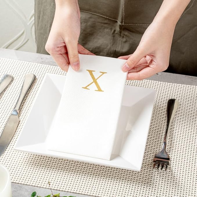 Luxenap 15.8 X 7.9 Inch Linen-Feel Guest Towels, 2000 Lettered Hand Towels