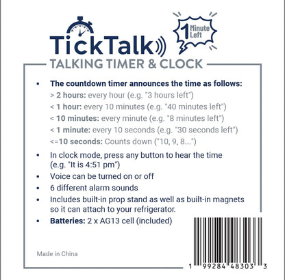 Talking Timer for Kids/Adults, Visual Timer for Kids Alternative, Voice Countdown Announcements Every Hour/10 Min/1 Min | Children, Cooking, Adults, Workouts, Classroom, lab, ADHD, Time Management
