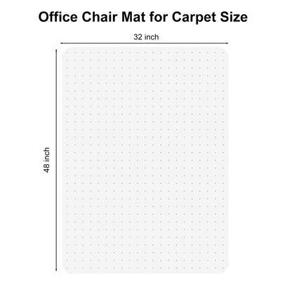 KAISLE Office Chair Mat for Carpet, 32x48 Heavy Duty Clear Plastic Rolling Chair Mat for Carpet Floor, Under Computer Desk Chair Floor Mats Protector Carpeted Floors