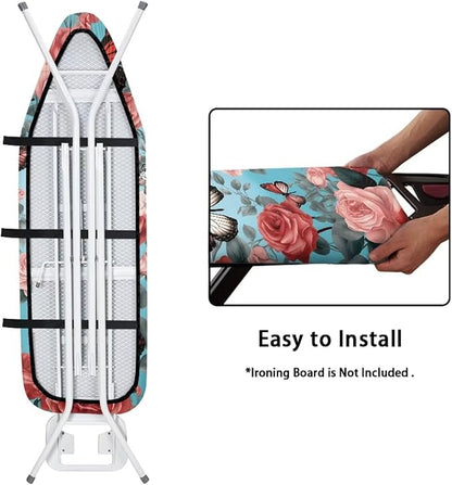 Floral Butterfly Ironing Board Pad, Extra Thick Heavy Duty Padded
