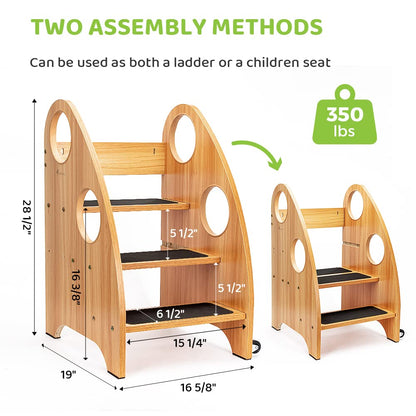 StrongTek Step Stool, Step Ladder with Wheels