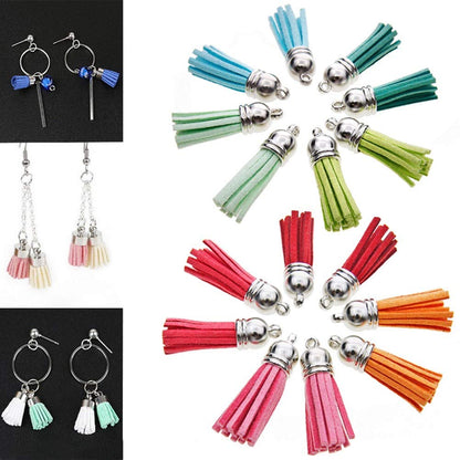 MSCFTFB 100 Pieces 1.5inch Mini Tassels Faux Suede Mala Tassel Kit for Earring Necklace Jewelry Making Garland Keychain Dreamcatcher Charms DIY Crafts (Light Purple)
