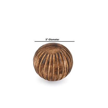 Mahasu Decorative Balls Set of 3 Mango Wood Home Decor Modern Balls for Living Room, Bedroom, Kitchen (3" x 3"x 3")