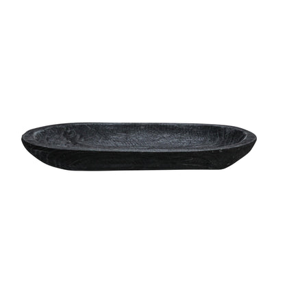 Bloomingville Hand-Carved Paulownia Wood Bowl, Black